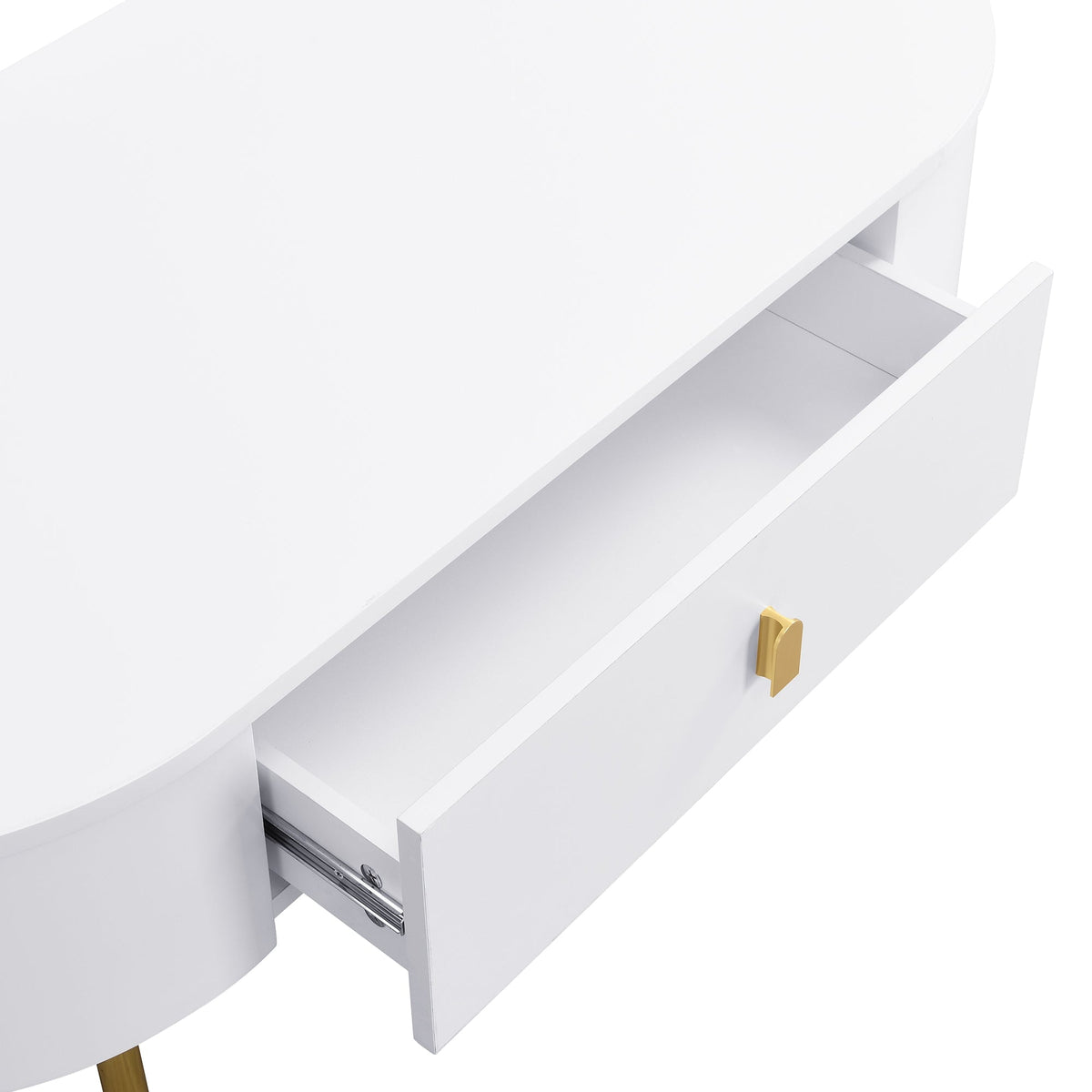 Coffee Table with Two Drawers, Curved Corners, Golden