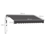 Clamp Awning, Hand Crank, Height Adjustable, UV 30+, Dark Grey