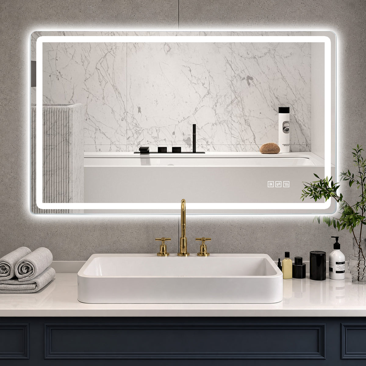 Frameless LED Bathroom Mirror 60x120cm - Anti-Fog Dimmable Glass