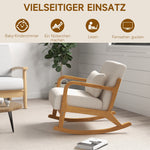 Rocking Chair, Padded Wooden Frame Armrest Relaxing, Cream