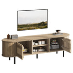 TV Cabinet Lowboard 160x40x47cm Openwork Design 2 Cabinets for 65" TV - Natural Wood