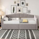Upholstered Sofa Bed 90x200cm Hydraulic Storage Multifunctional Striped with Armrests Velvet Light Grey