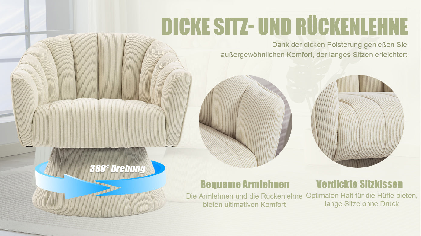 Swivel Chair 360° Ergonomic Cushions Modern Design Beige