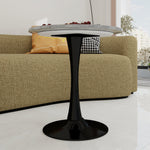 Coffee Table Mid-Century Modern Round Marble Top 27.6-inch - Black