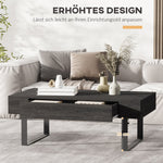 Coffee table side table with drawer & shelves, sturdy steel frame, modern design