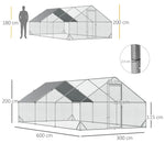 Chicken Coop, 3x6x2m XXL Outdoor, Steel