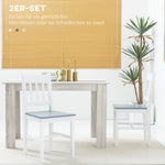 Dining Chair Set of 2, Kitchen Chairs with Backrest, Pinewood, Grey