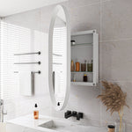 Stylish Oval Mirror Cabinet with Storage & Adjustable Shelves, White