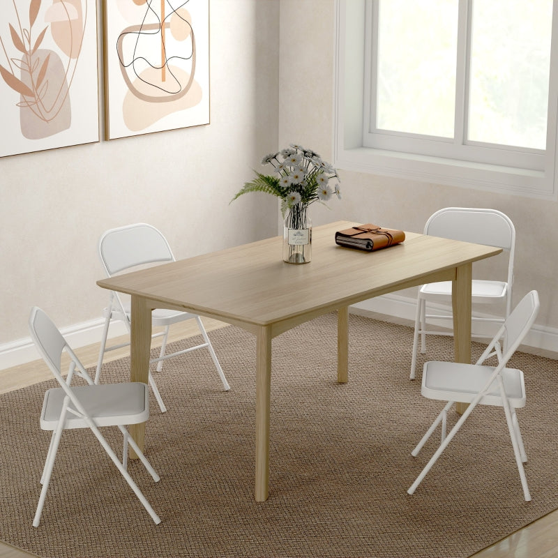 Folding Chairs, Portable Office with Cushions, Faux Leather White