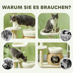 Cat Tree 79 cm, Cat Cave, Bed, Play Balls, Sisal, Cream White
