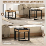 Modern Coffee Table, Set of 2 Sofa Tables, Square, MDF Metal Black