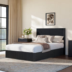 Modern Bed with Hydraulic Lift & Storage, 140x200 cm - Black