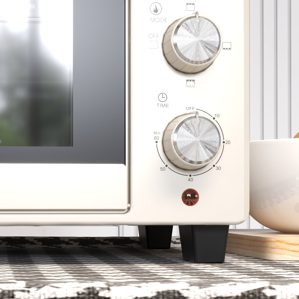 Mini Oven Rotisserie Toaster 21L, 3 Modes, Stainless Steel, Cream White