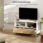 TV Cabinet Lowboard, 2 Shelves, Drawer, White