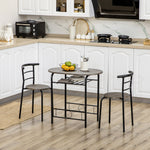 Bistro Set Dining Table and 2 Chairs 80cm Black