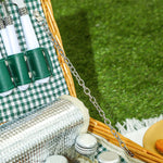Picnic Basket, Insulated Cooler Compartment, Cutlery Set, Wicker Light Brown