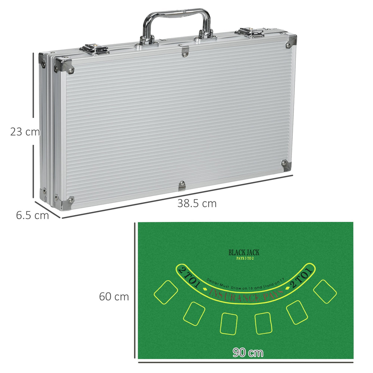 Poker Case Set 300 Chips 11.5g with Lock, Silver