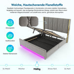 Padded Storage Bed 180x200cm with LED & USB, Velour