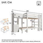 Bunk Bed 90x200 cm with Wardrobe & Storage Drawers, White