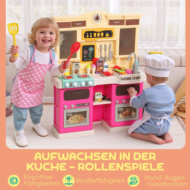Play Kitchen with Running Water, 85-Piece Accessory Set, Lights and Sounds, Multicolor