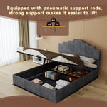 Modern Soft Bed with Mattress 140x200cm, Pneumatic Storage, Grey