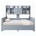 Extendable Sofa Bed with Storage & LED Lighting, Grey Wood