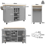 Kitchen Island Multifunctional Dining Table Storage Wood Grain - Grey