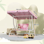 2-Seater Children's Hollywood Swing with Adjustable Canopy and Safety Belt, Pink