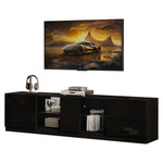 Lowboard TV Stand High-Gloss with LED Lighting 160cm for 65" TV Black
