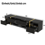 Luxurious TV Stand with Drawers and Doors, Modern High-Gloss Finish, Gold Edges