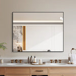 Bathroom Mirror 70x90 cm, HD Wall Mounted, Black Aluminum