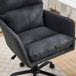 Office Chair with Height Adjustable Black Base, Black PU Faux Leather