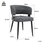 Ergonomic Dining and Vanity Chair Set of 2 with Curved Backrest, Beige and Grey Flannel