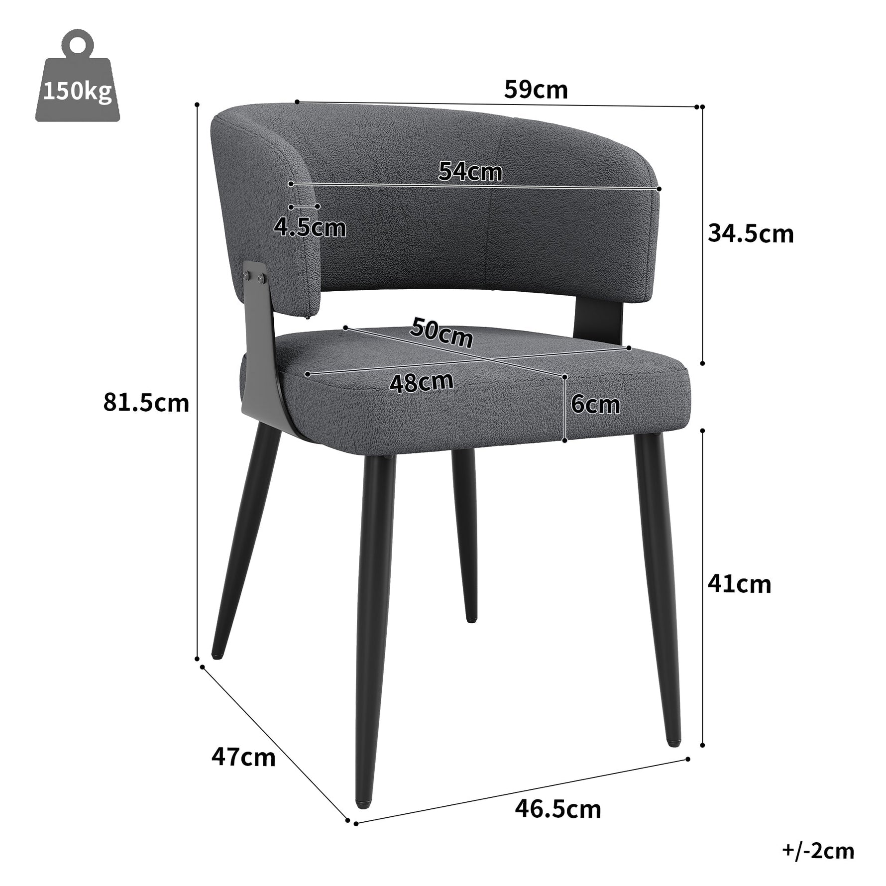 Ergonomic Dining and Vanity Chair Set of 2 with Curved Backrest, Beige and Grey Flannel