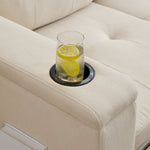 Treviso L-Shaped Sofa Bed 3-Seater Fold-Out Hidden Storage LED Strip Beige