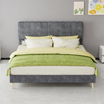 Upholstered Bed 160x200cm with Mattress & Headboard, Grey