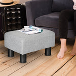 Footstool Rectangular Ottoman Upholstered Linen 150kg Capacity, Grey