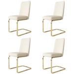 Velvet Dining Chair Set of 4, Diamond Back Design with Gold Metal Legs, Beige