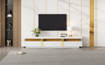 Lowboard TV Cabinet Modern 200cm 3 Drawers Cable Management - Marble Look