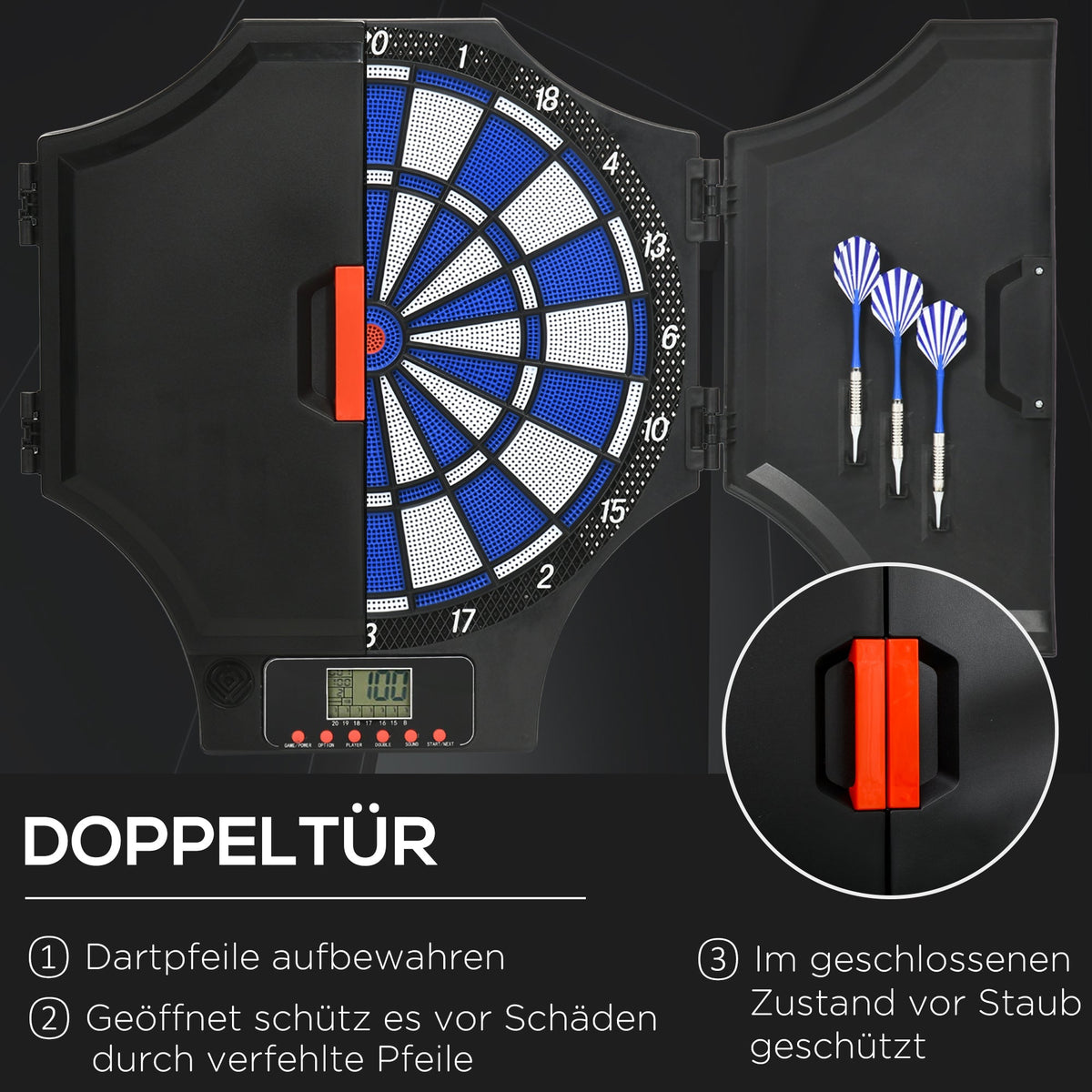Electronic Dartboard, 12 Darts LCD Display for 8 Players, Plastic