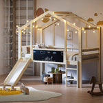 Children's Bed 90x200cm Attic Design Slide Graffiti Board Solid Wood/Wood Color