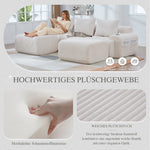 3-Seater Modular Corduroy Sofa with 2 Ottomans, Cup Holders and Storage Pocket, Beige