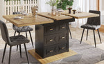Extendable Dining Table 110-140x80cm 6 Person - Wood Grain