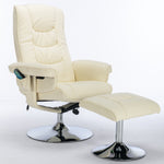 Massage Chair with 5-Point Massager & Ottoman, PU Upholstery, Beige