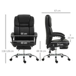 Office Chair, Ergonomic Vibration Massage Heating Reclining Footrest, Faux Leather Black