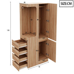 Wardrobe 70x40x170cm Drawers Storage Single Door, Wood Color