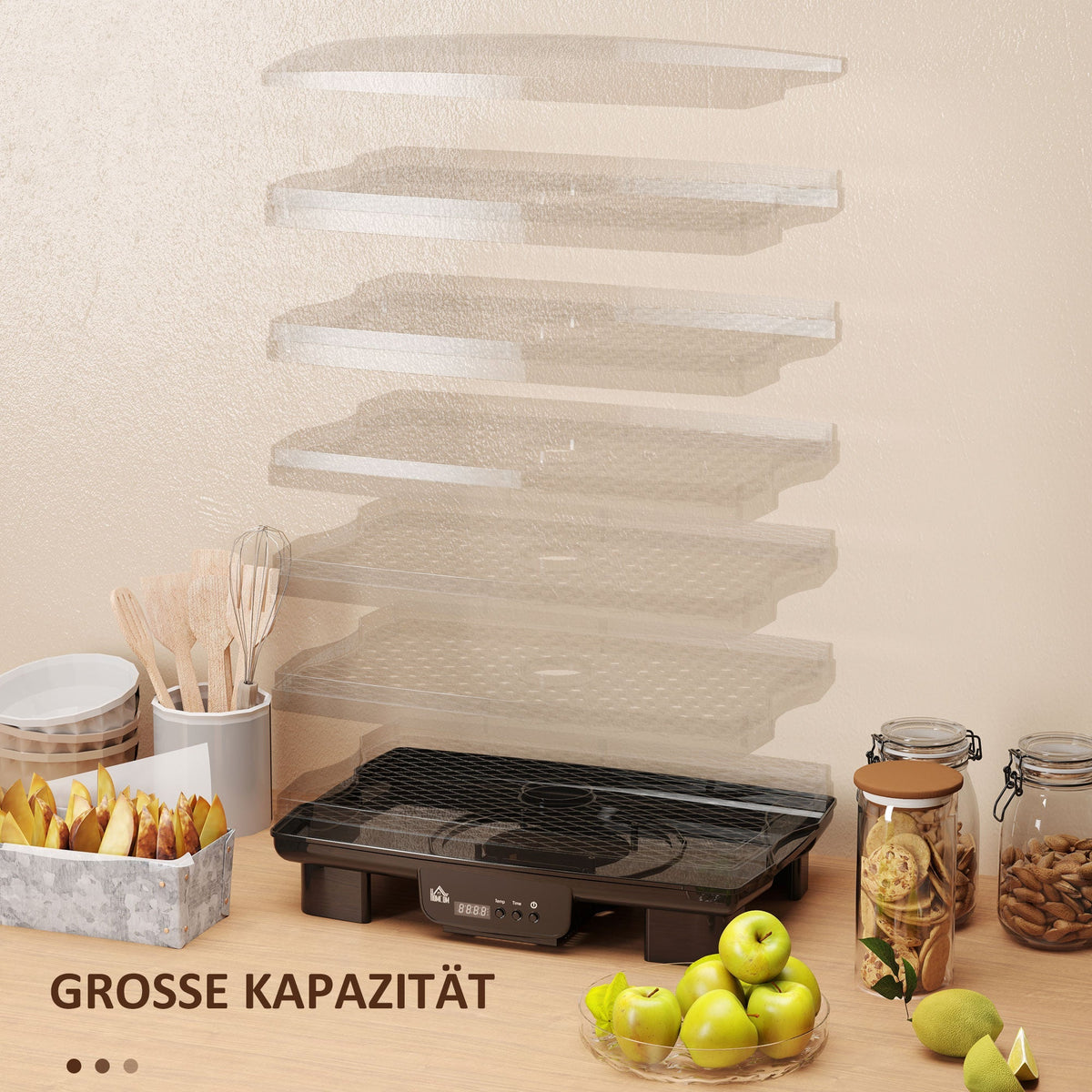 Food Dehydrator, 6 Trays, 550W, 40-70°C, 48-Hour Timer, Black