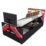 Children's Gaming Bed 90x200 with LED, Hydraulic Storage and TV Mount, PU Leather