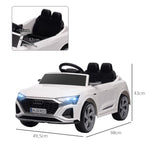 AIYAPLAY Electric Ride-On Car, 12V Audi Q8 with remote control, headlights, music, white
