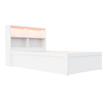 Sofa Bed 90*200, Hydraulic with Storage & Light Bar, White Wood